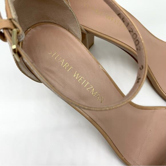 STUART WEITZMAN Nudist 75 Block Heel Sandal Patent Nude 9.5 - Picture 6 of 12